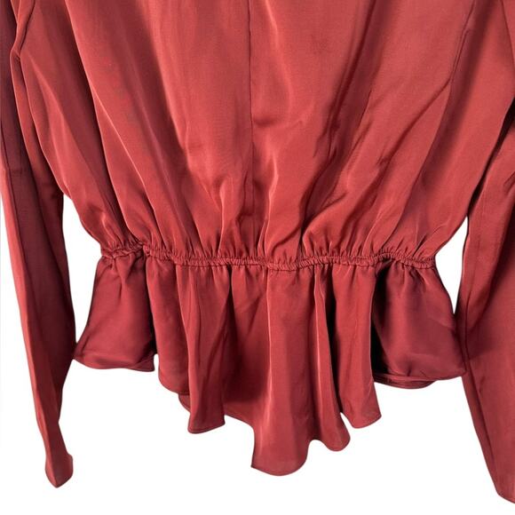 NWOT Nikki Lund Roxy Long Sleeve Burgundy Top - Sz Large - Picture 5 of 6